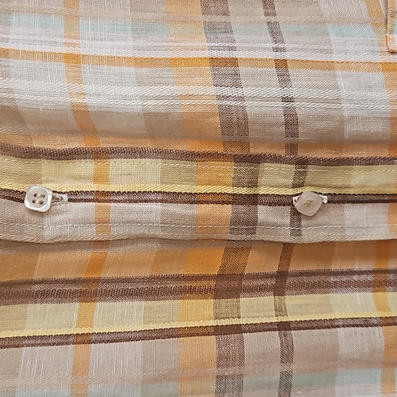 Lanzino 100% Linen Short Sleeves Plaid Shirt - Picture 7 of 10